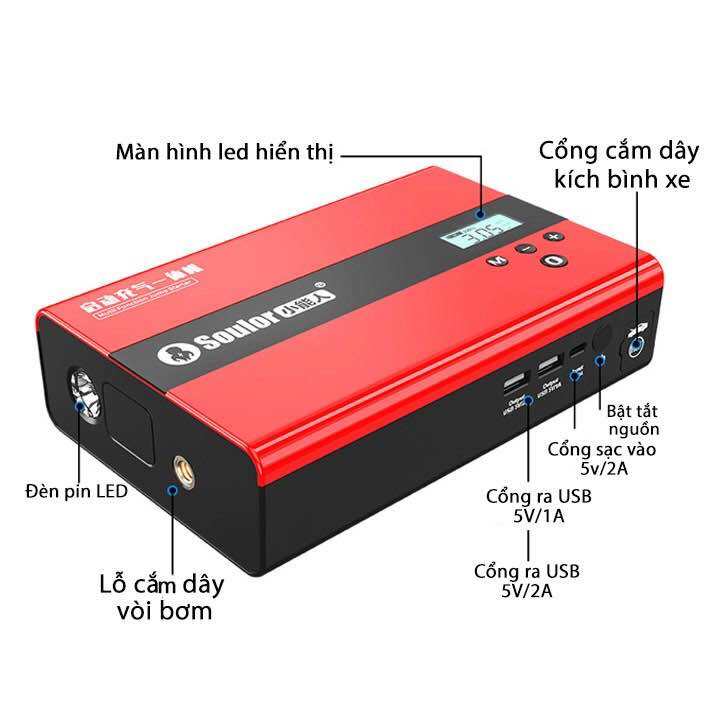 Bình kích điện 79800mAh 99800mAh tích hợp khởi động xe bơm lốp đèn chiếu/ sạc dự phòng BH 12 tháng1 đổi 1 nếu có lỗi trong 1 tháng