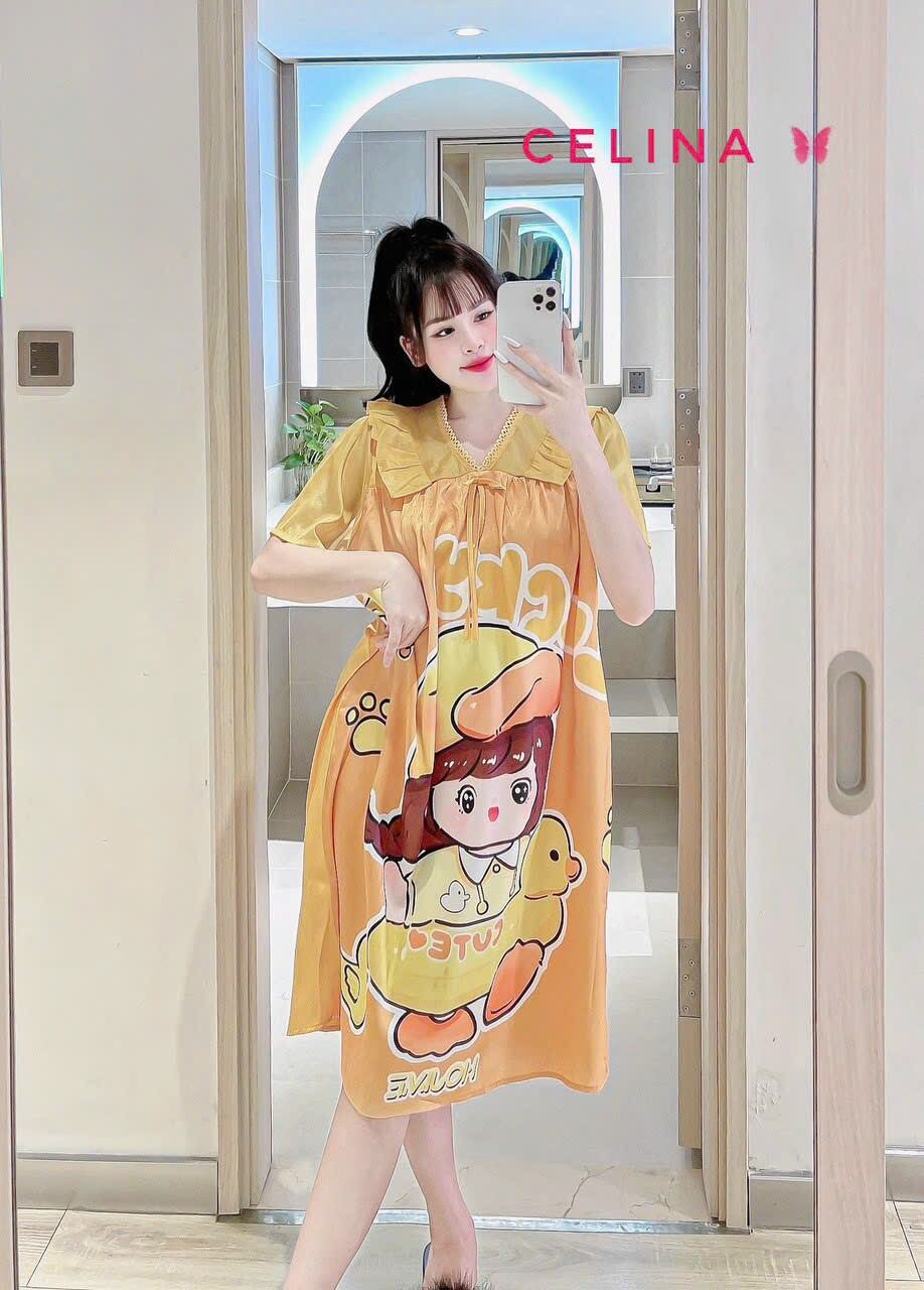 Đầm ngủ lụa xước phối voan tơ siêu siêu cuteFreesize 45-60kg 140k