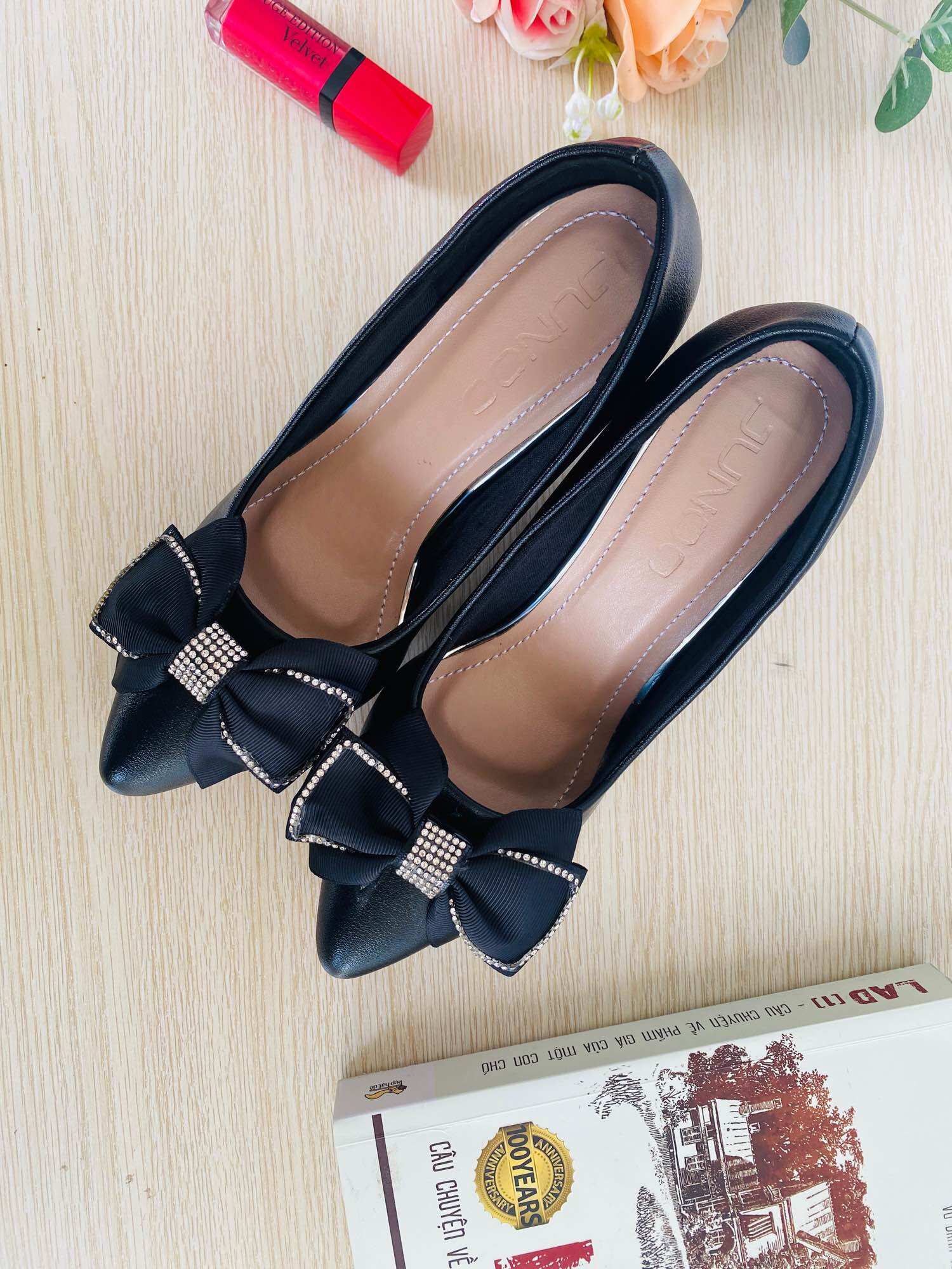 Giày cao gót 7p đính nơ siêu rẻ