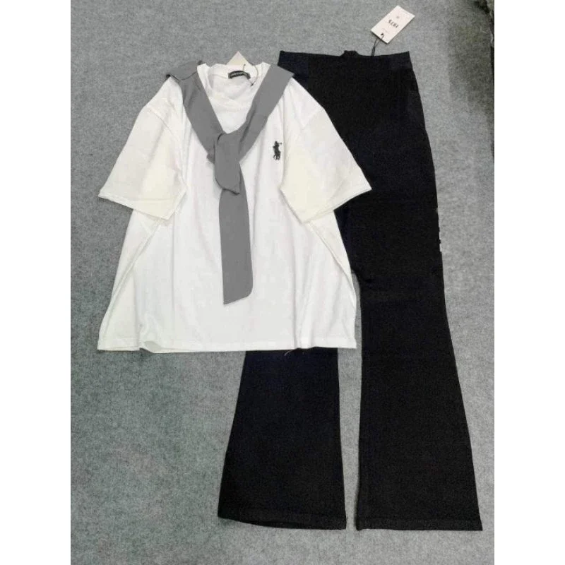 Rẻ vô địch Set Bộ Quần Ống leo chất umi+ mix áo phông Thủy Thủ Form Rộng Tay Lỡ Unisex