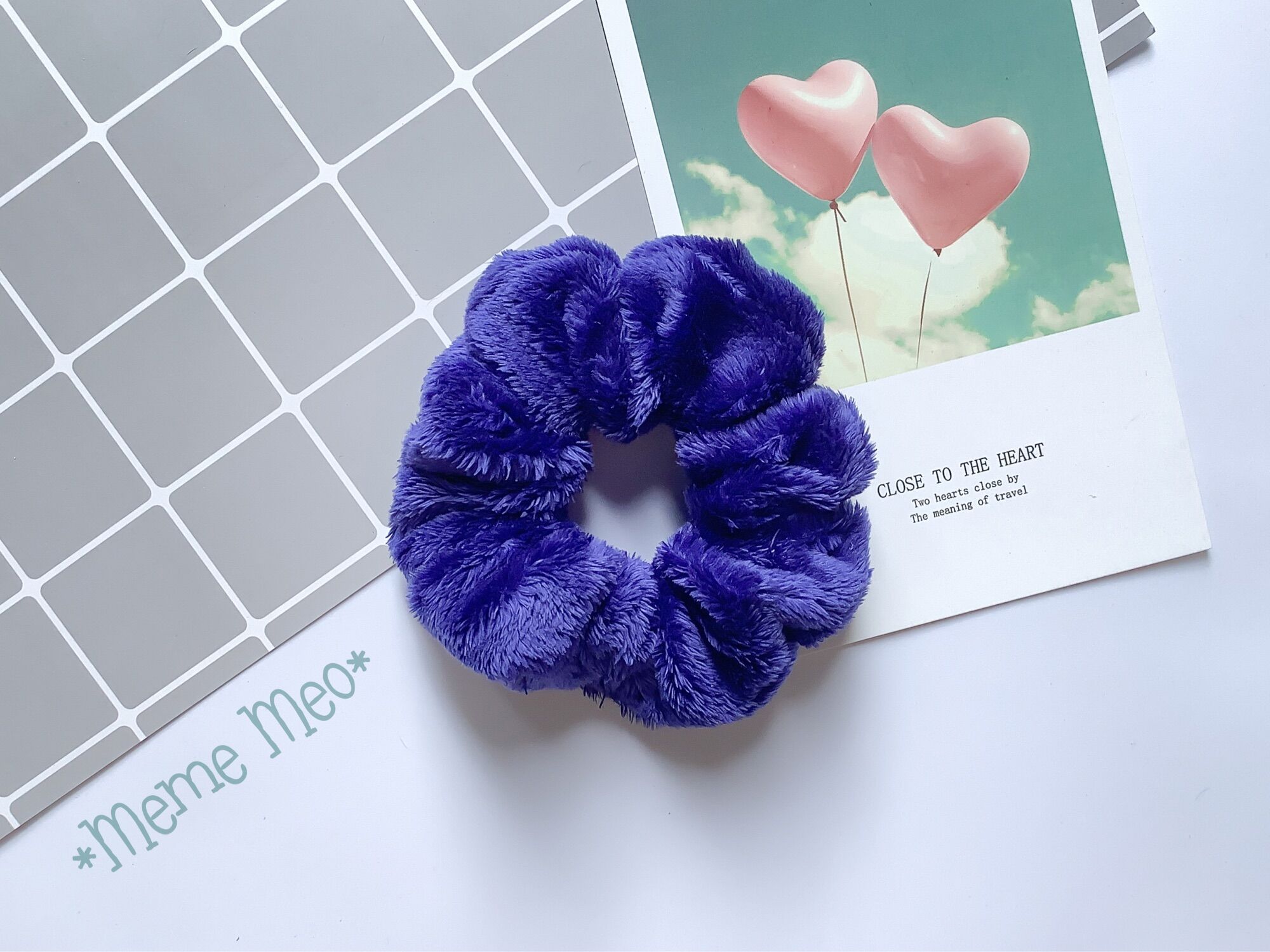 Combo scrunchies dễ thương, đồ cột tóc vải lông, size nhỏ