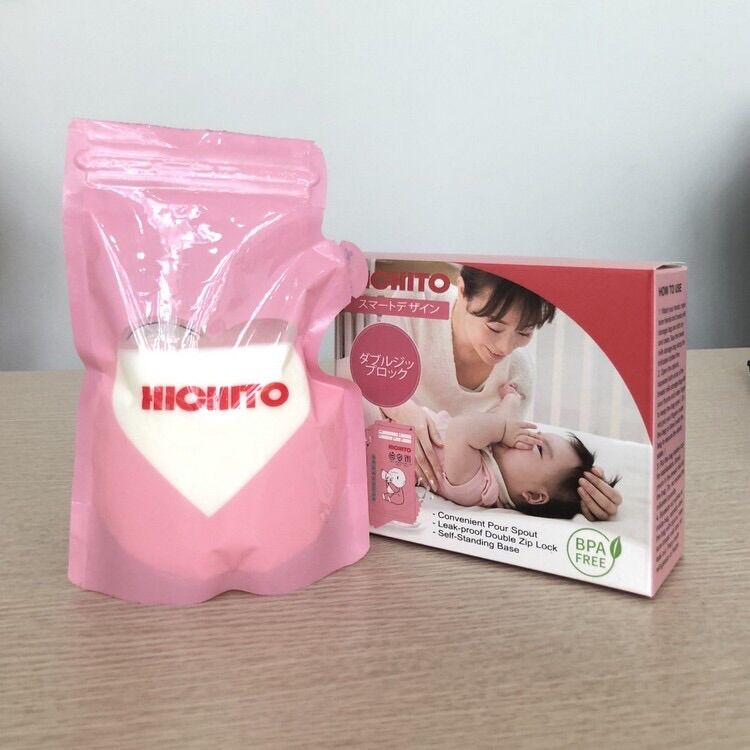 Hộp 30 túi trữ sữa Hichito Nhật 250ml (có vòi rót bên hông)