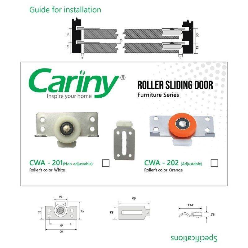 Bộ 2 bánh xe cửa lùa cariny cwa201-cwa202