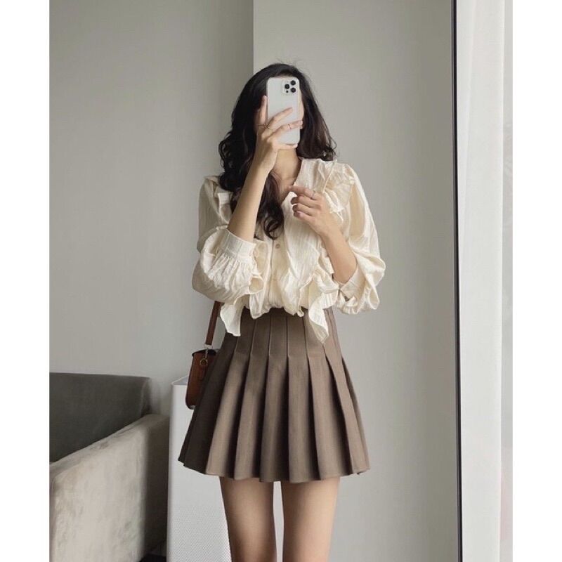 Set váy tennis + áo gân tay dài chocker