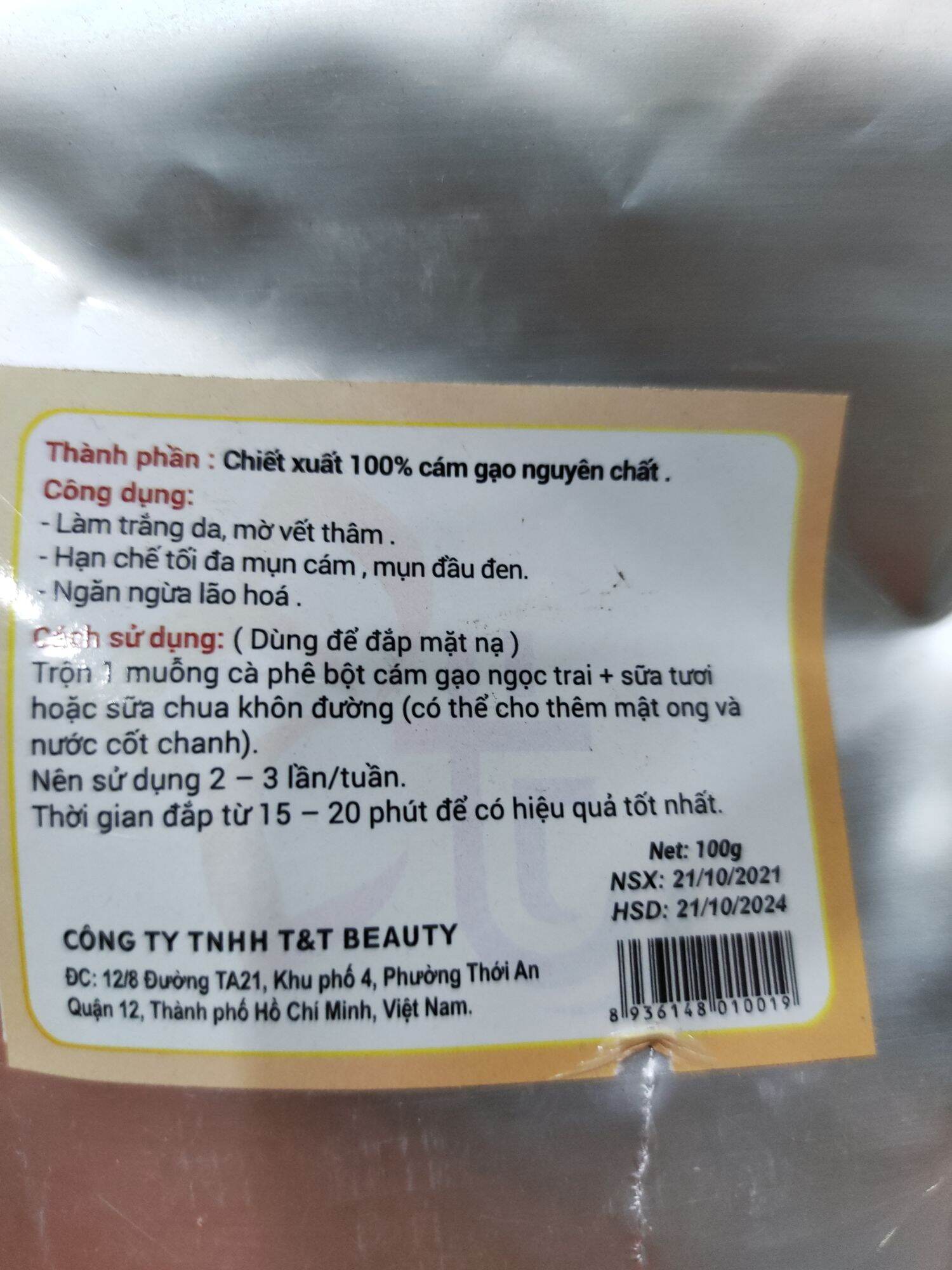 Bột cám gạo nguyên chất 100% bịch 500g