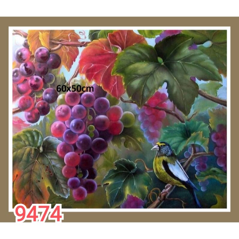 Tranh thêu chữ thập chùm nho TK9474