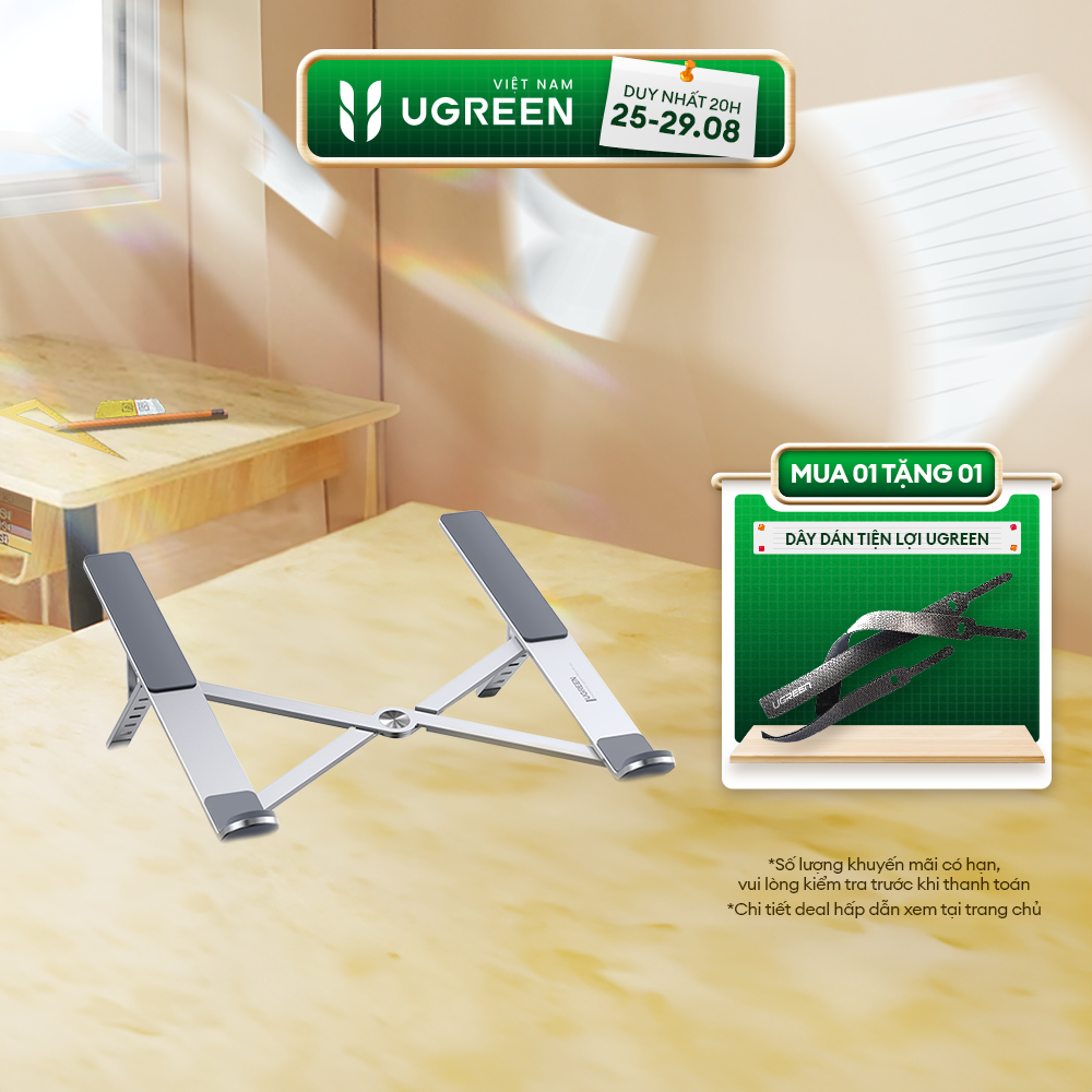 Giá đỡ laptop nhôm UGREEN LP451 Điều chỉnh độ cao | Có thể gập lại| Cứng cáp, bền bỉ| Tản nhiệt tốt cho laptop| Cam kết chính hãng| 20642 40289