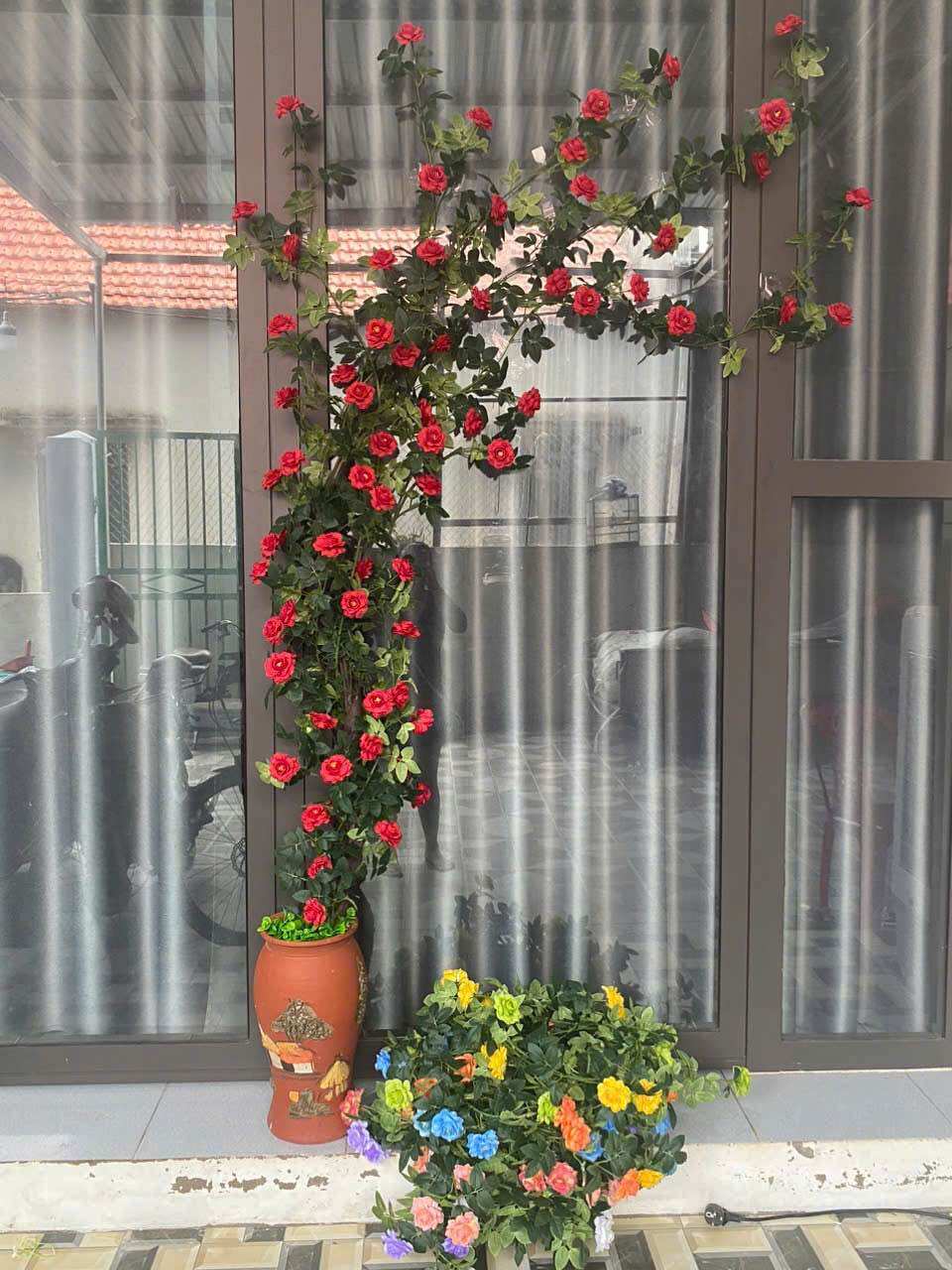  Dây hoa Hồng gai leo 1,7m cao cấp - Dây hoa giả cao cấp 