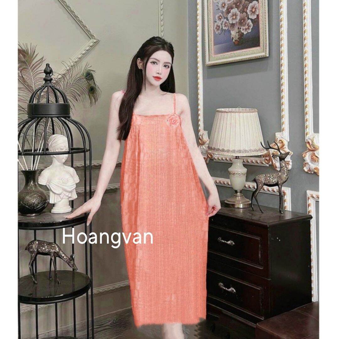Đầm Ngủ 2 Dây  Cho Nữ Chất Lụa Hàn Châu Mát Mẻ  - M70