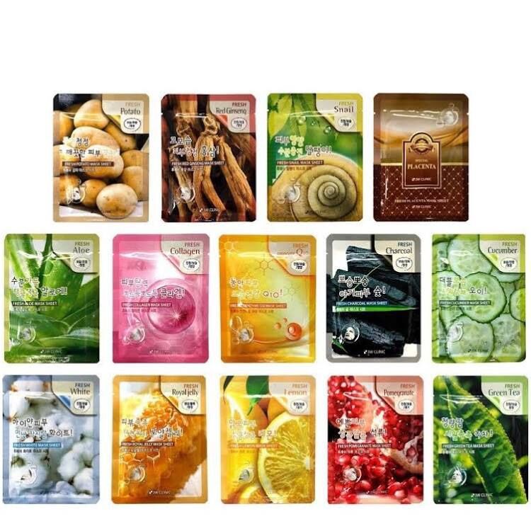 Mặt nạ giấy dưỡng da 3w clinic combo 10 miếng 1 loại