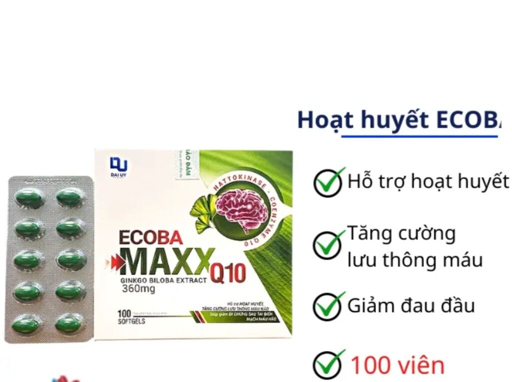 Viên bổ não Ecoba Maxx Q10 Ginkgo Biloba 360 Hỗ trợ hoạt huyết, bổ não