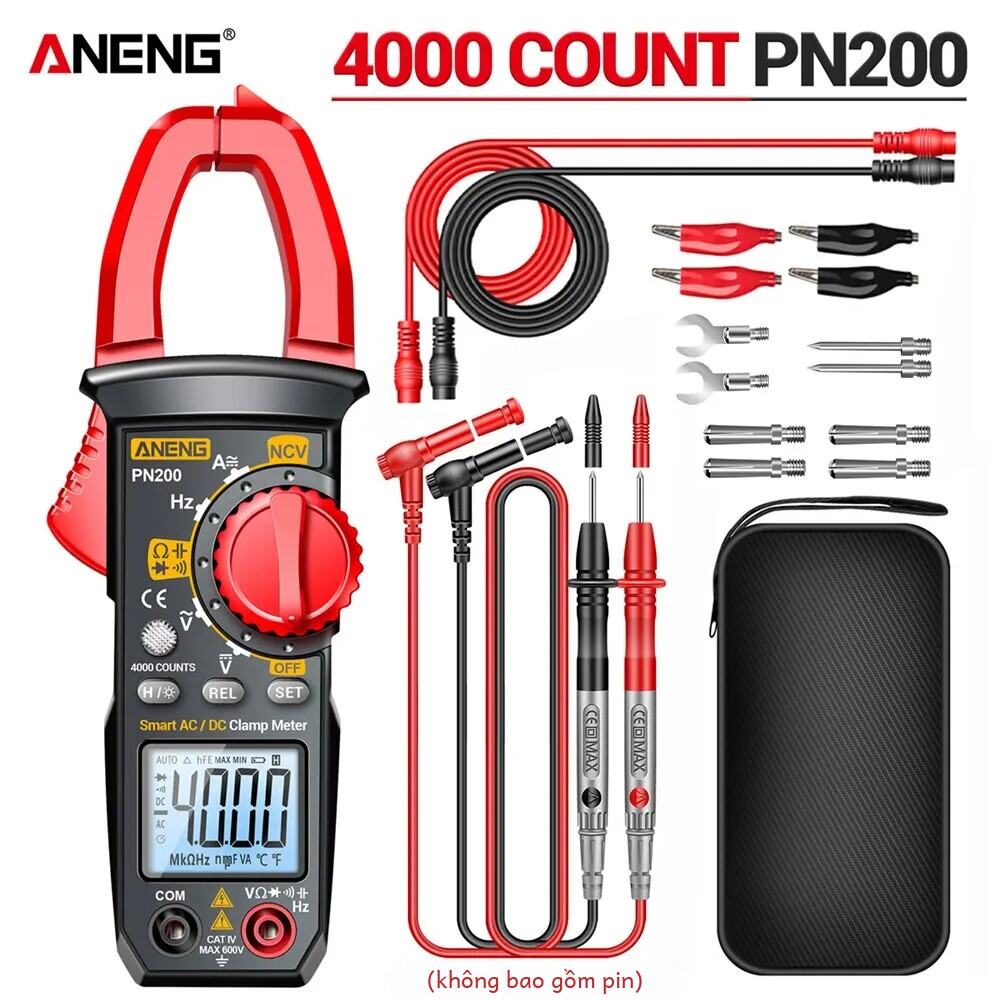 Aneng Pn200 Kỹ Thuật Số Kẹp Mét 600a Dc/ac Hiện Tại 4000 Đếm Đồng Hồ Vạn Năng Ampe Kế Bút Thử Điện Á