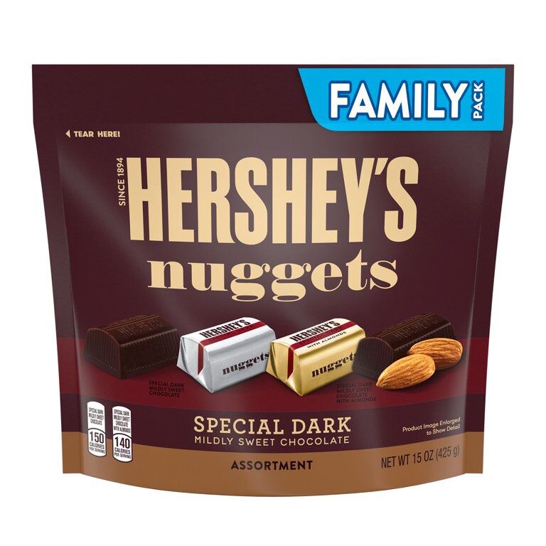 Hershey Nuggets Dark Chocolate with Almonds Socola đắng ,bịch 286g