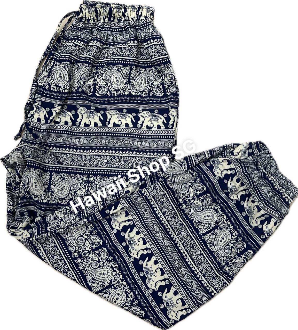 (Bigsize 85kg) Elephant Brocade Long Pants for Men and Women (Elastic Waistband)