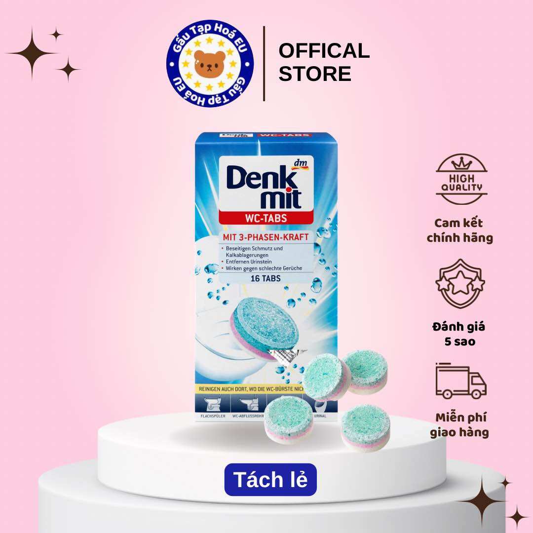 Viên tẩy bồn cầu Denkmit Wc Tabs với công nghệ sạch 3 pha - Herite