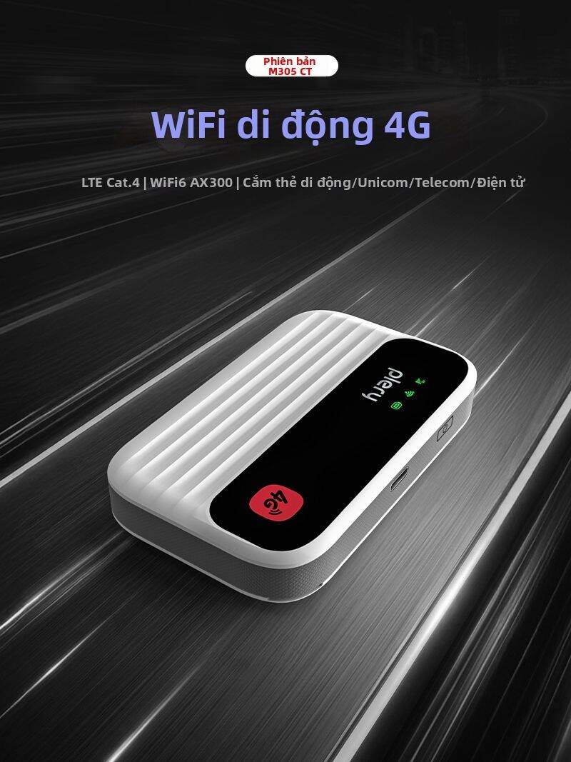 Plery M305 CT | Bộ Phát WiFi Di Động 4G Hỗ Trợ SIM Kép WiFi 6 AX300 LTE Cat.4 Dùng Cho Du Lịch Xe Hơi Cắm Sim Dễ Dàng