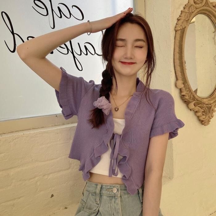 [HCM]ÁO BÈO CỘT DÂY TAY NGẮN CROPTOP