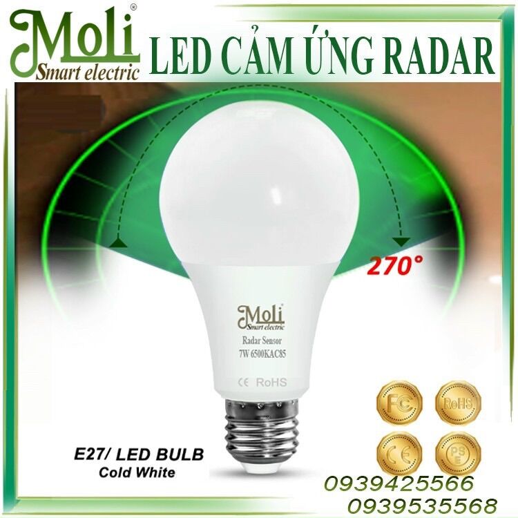 [HCM]ĐÈN LED CẢM ỨNG RADAR SIÊU SÁNG MOLI