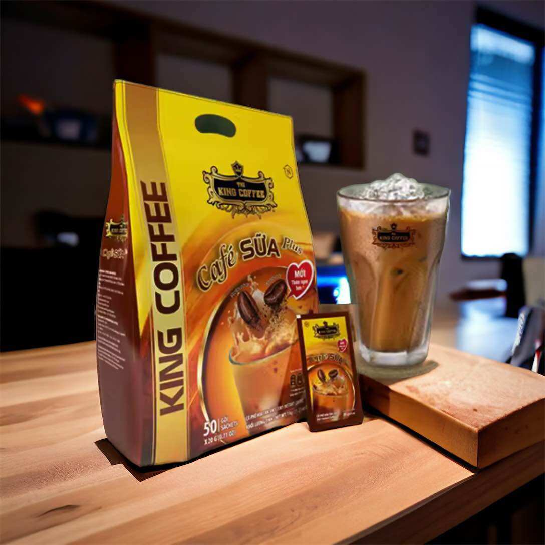 (02 TÚI - 50 GÓI ) Cà phê SỮA hòa tan King Coffee - Túi 50 Gói