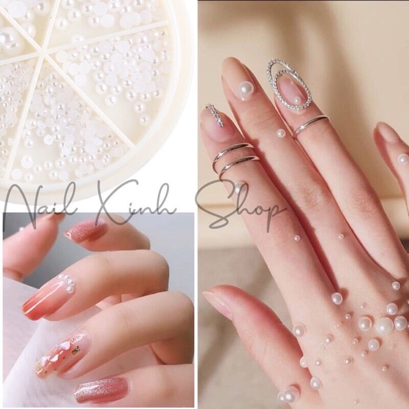[HCM]Hạt ngọc trai đá chân bằng đủ size trang trí nail