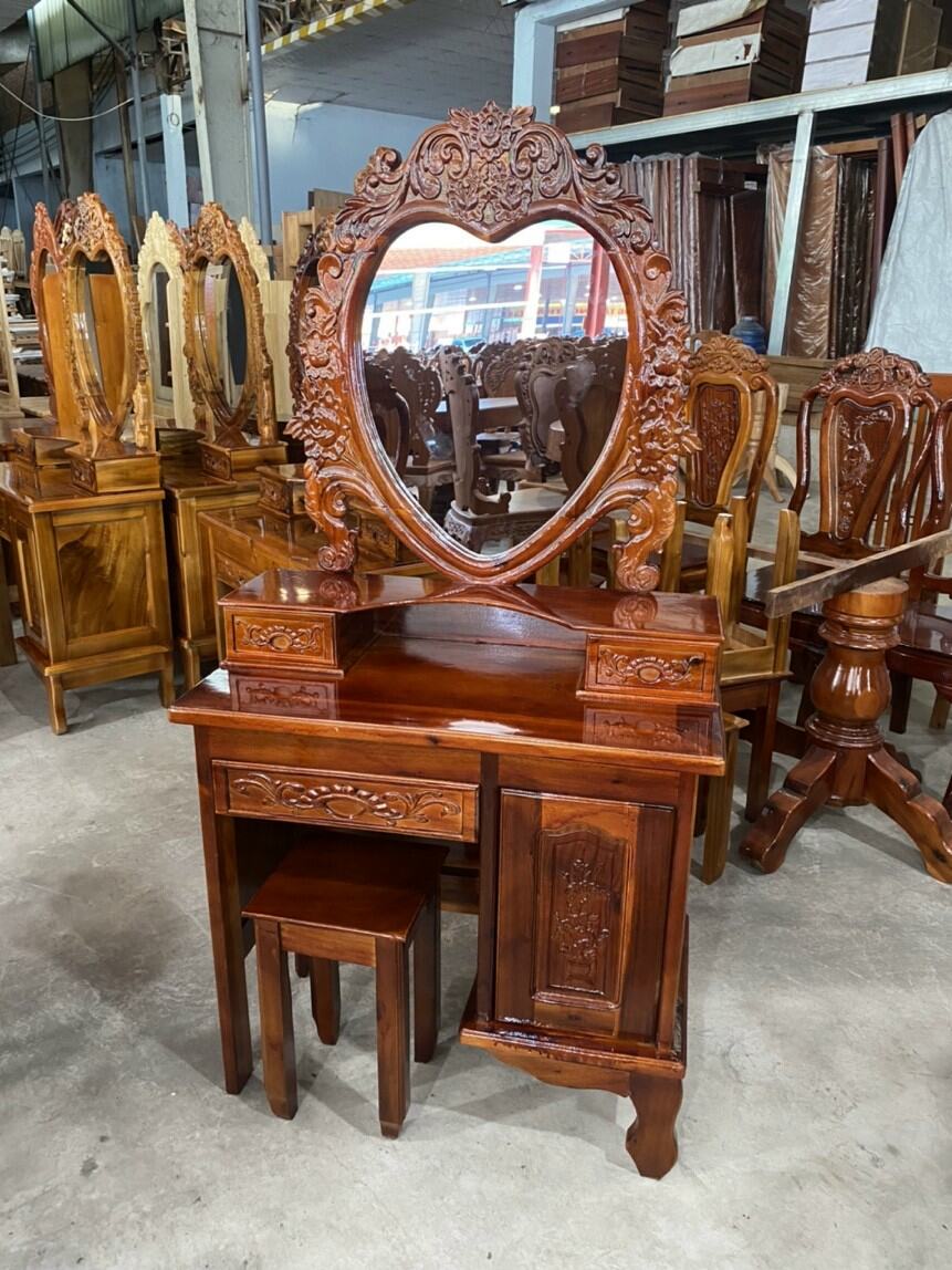 Bàn trang điểm gỗ Tràm bông vàng Ngang 80cm hhh