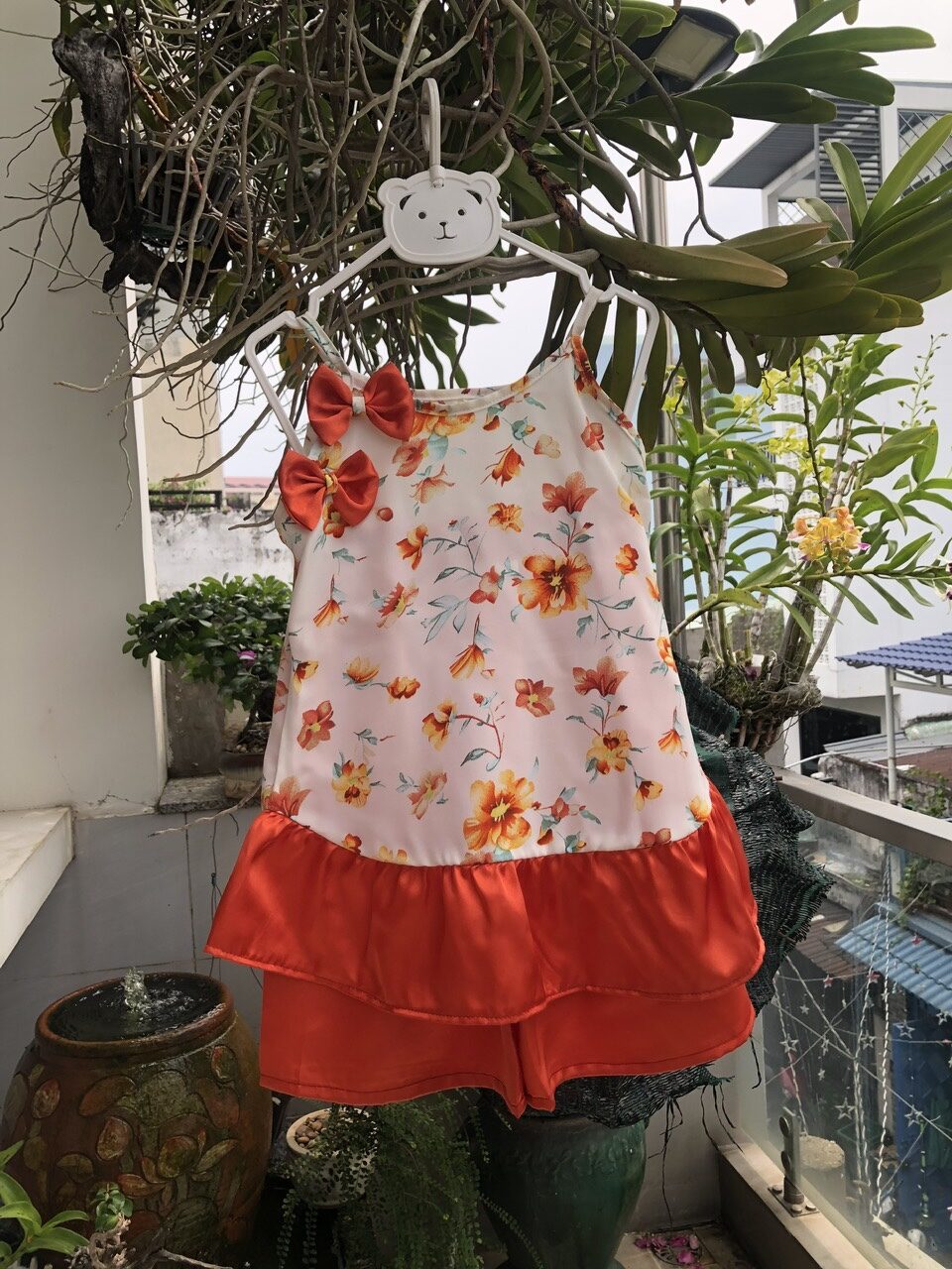 Bộ bé gái hoa nhí lụa mềm mại thoáng mát cho bé