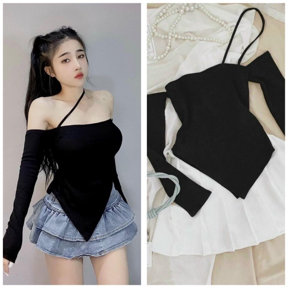 Áo kiểu hót TikTok tà xéo .