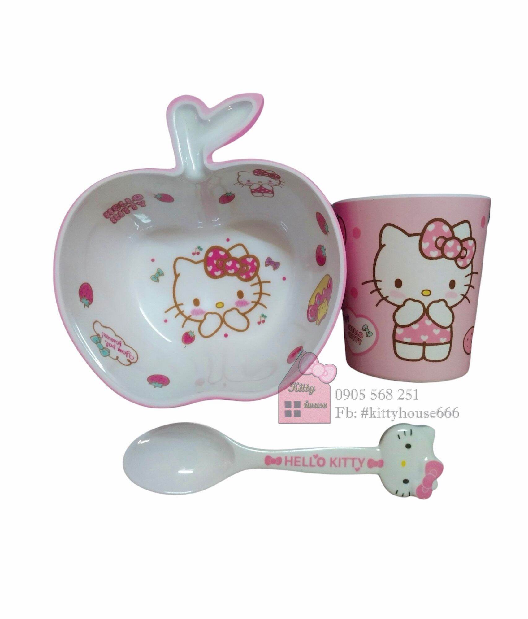 🌸COMBO TÔ/CHÉN LY MUỖNG HELLO KITTY