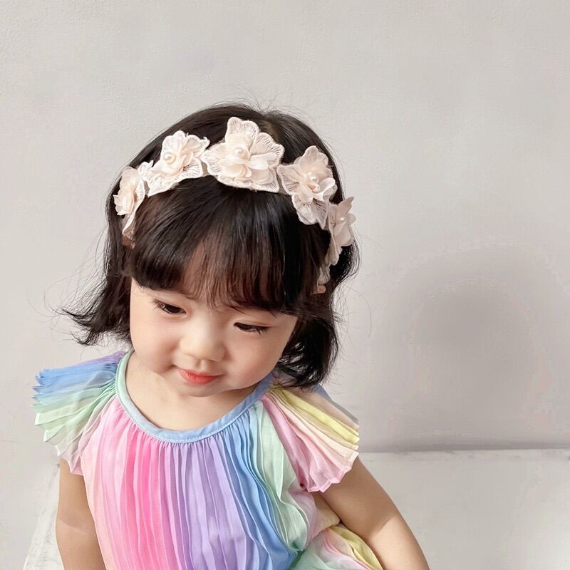 Cài tóc hoa ren thêu vintage cho bé gái