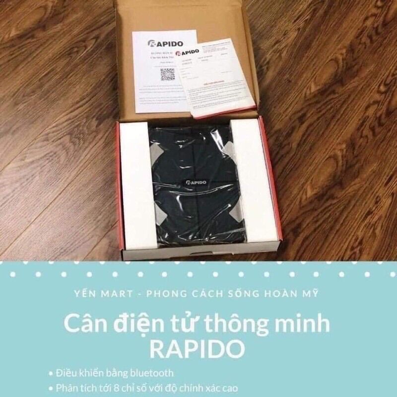 CÂN SỨC KHOẺ THÔNG MINH RAPIDO RSB02-S (Tặng kèm theo pin)
