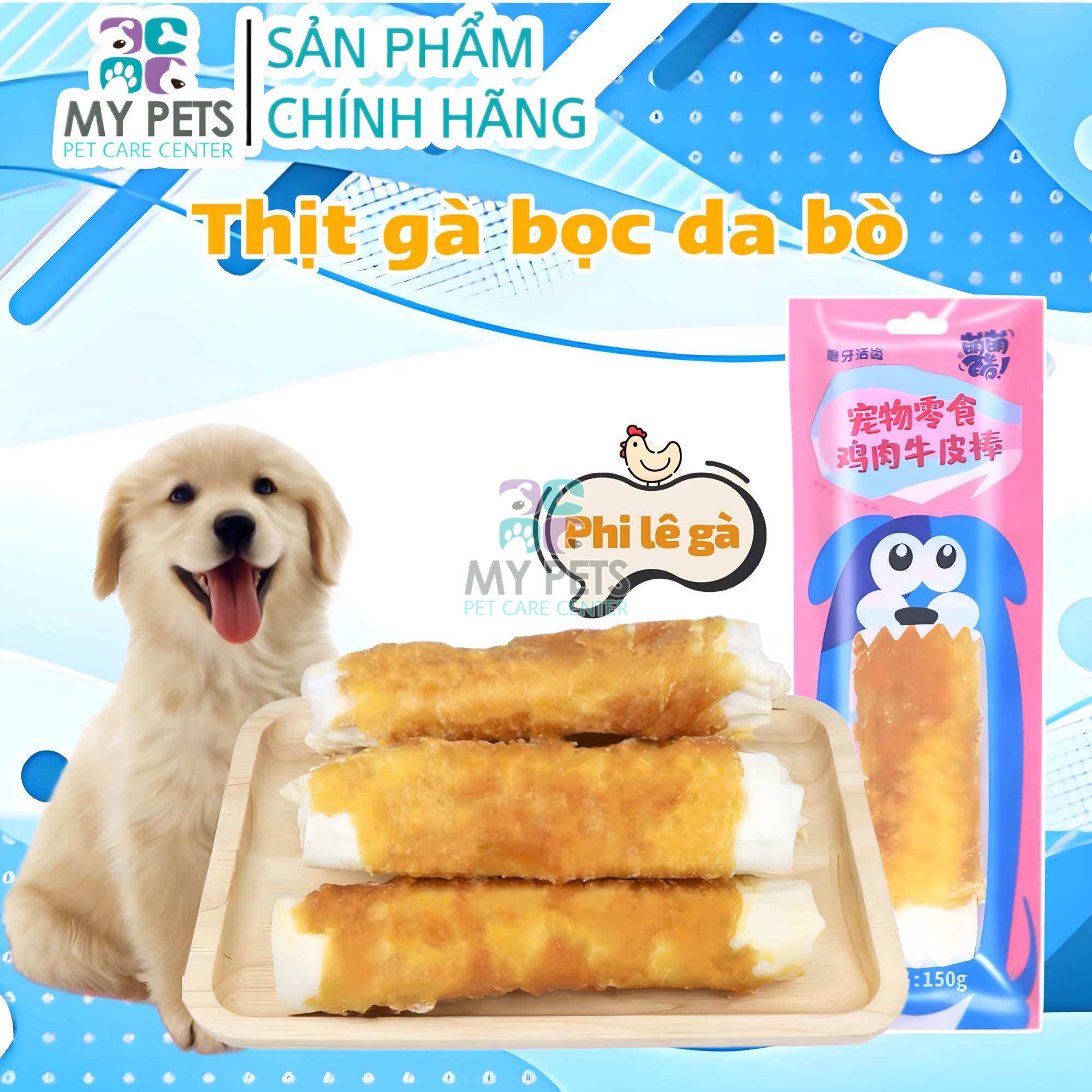 Xương Gặm Sạch Mảng Bám Cho Chó, Bổ Sung Protein từ Gà, Chống Cắn Phá Đồ Đạc - 1 cây 150gr