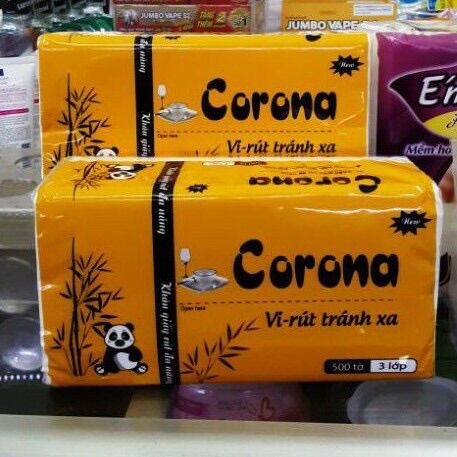 Combo 5gói khăn giấy rút lụa Corona 500tờ/gói siêu day mịn