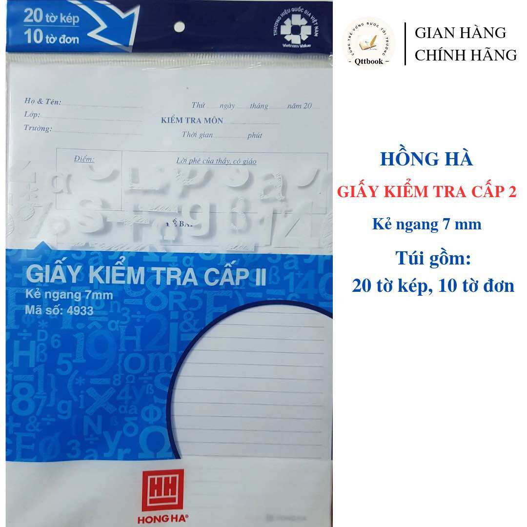 Giấy kiểm tra kẻ ngang hồng hà - 4933