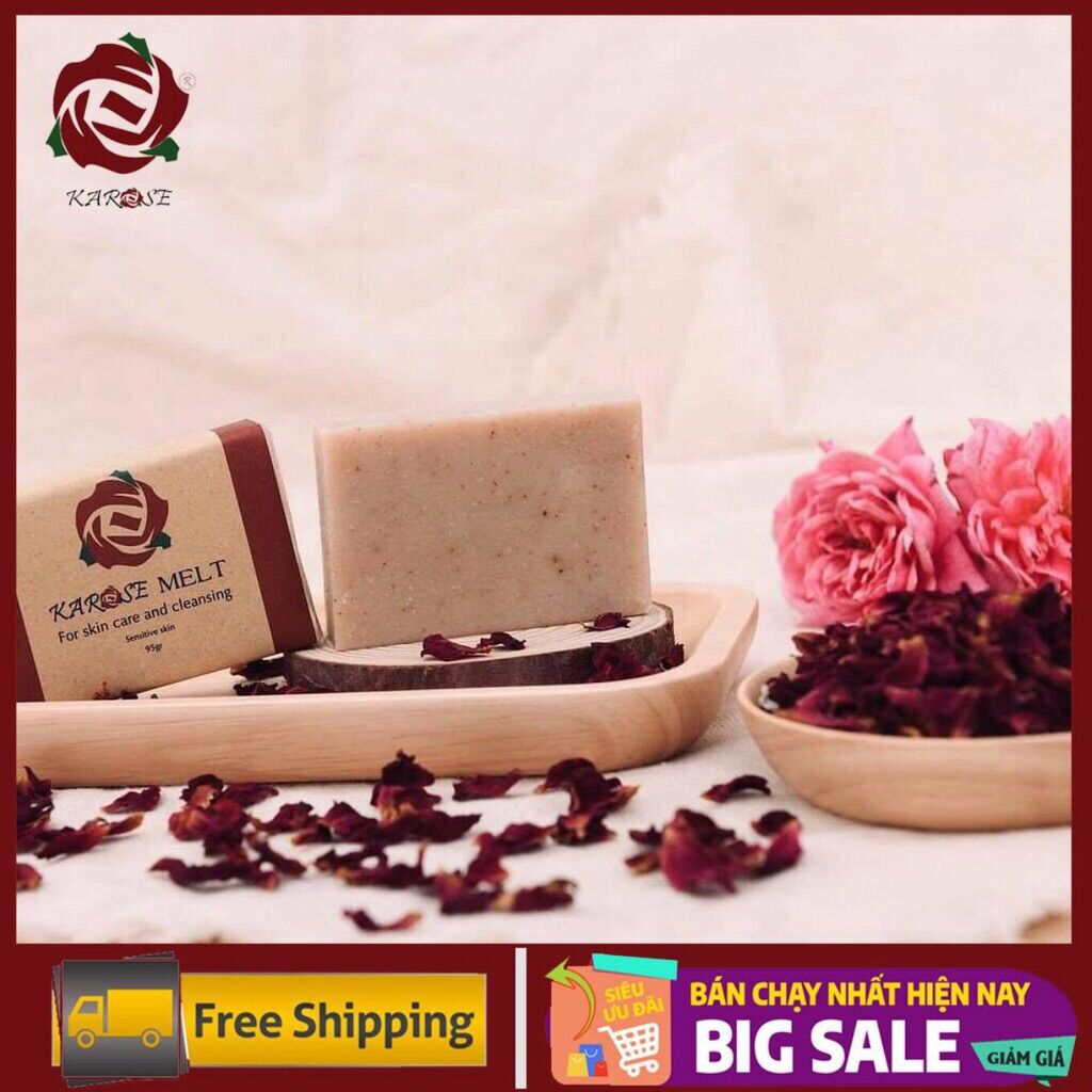 Sáp tắm hoa hồng karose melt 95g, tắm và rửa mặt làm mềm, sáng da