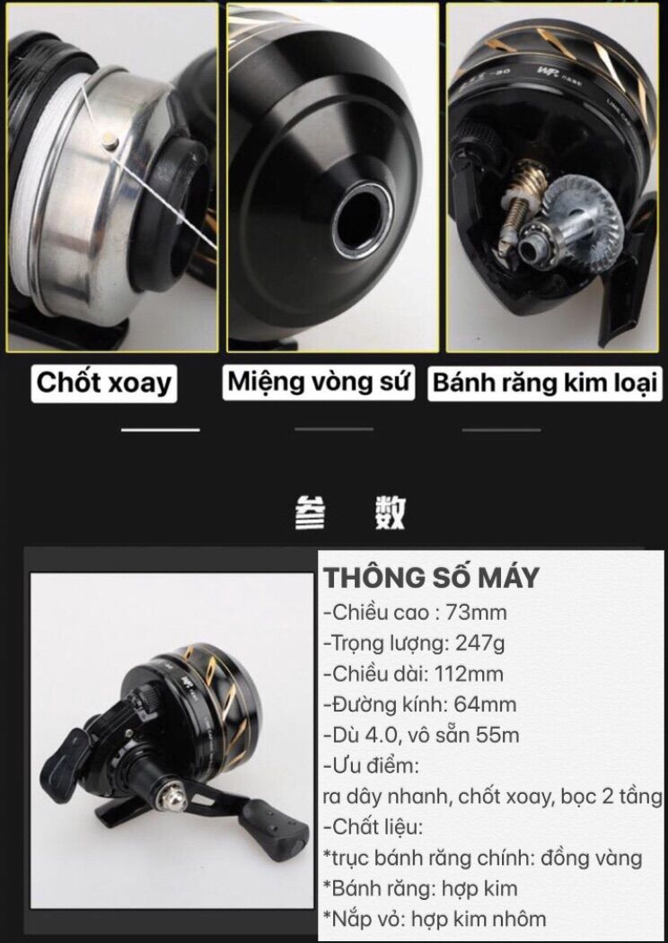 MÁY THU DÂY CÁ MẬP ĐEN(tặng dây đeo máy)