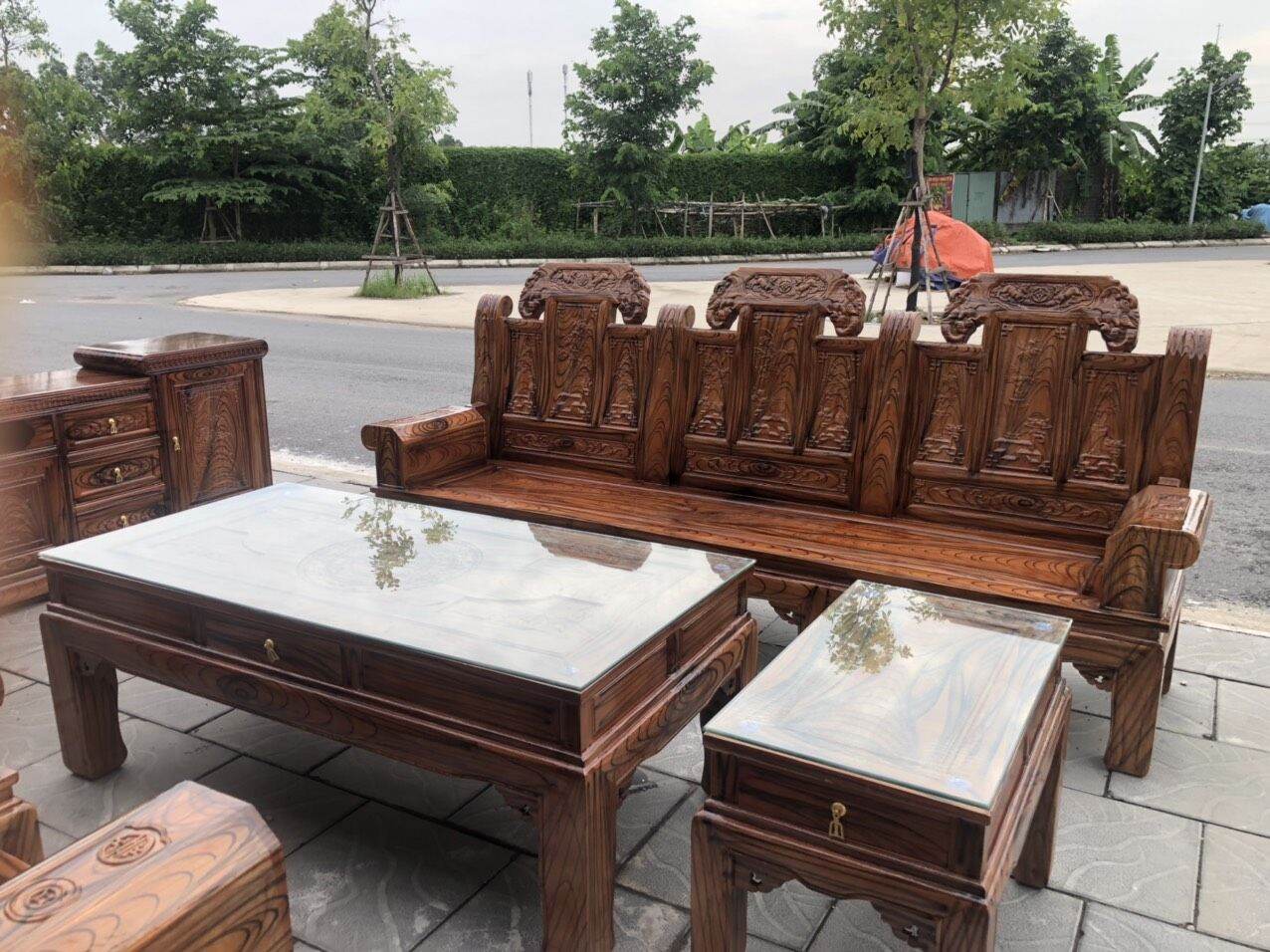 Combo bộ bàn ghế và kệ tivi phòng khách - đồ gỗ minh tâm 0972 127 921