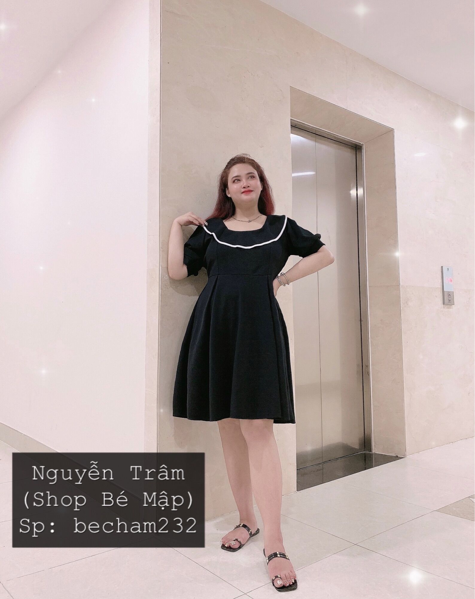 Đầm Xoè Cổ Bèo Cột Nơ Lưng BigSize 67-88Kg [Hình Thật Chính Chủ]