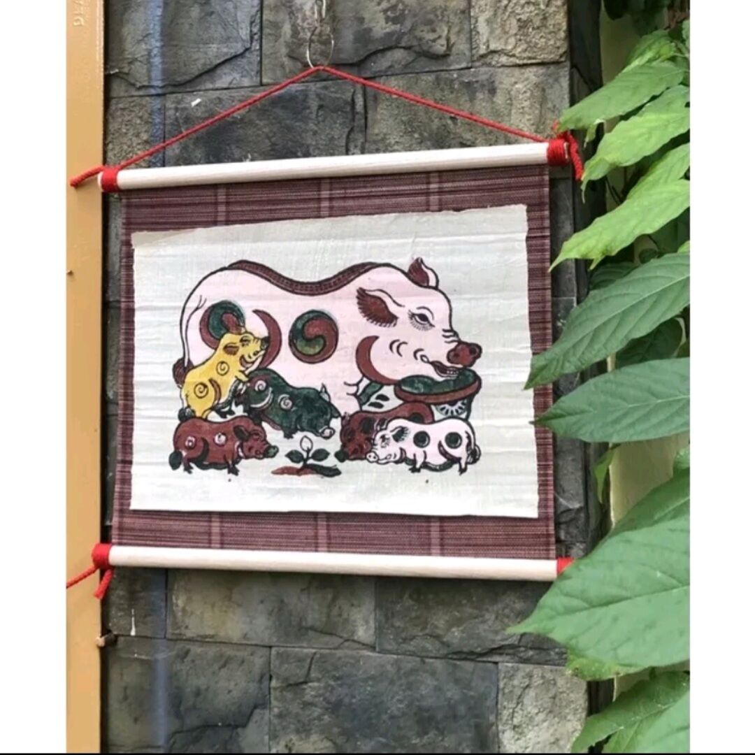 Tranh Đông Hồ trên mành tre