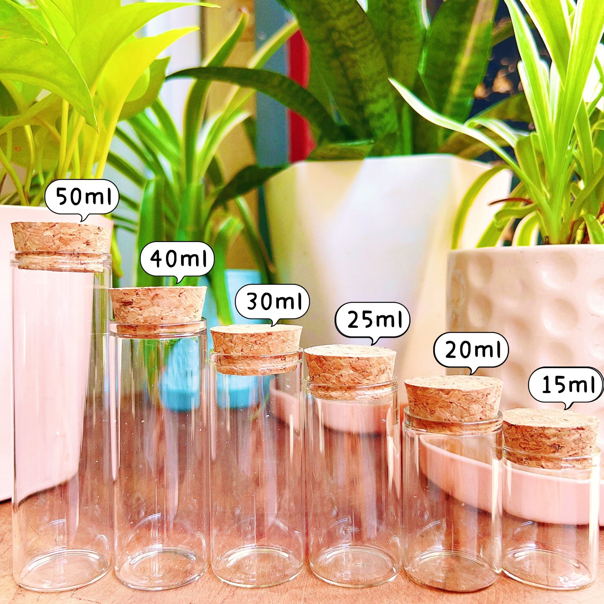 Lọ thuỷ tinh trơn nút bần cao cấp đường kính 3cm