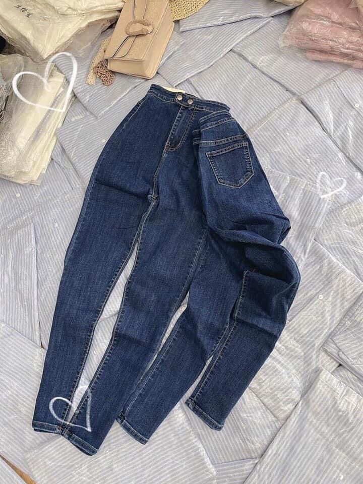 quần jean nữ 2 nút ( 1 nút ) cạp cao co dãn
