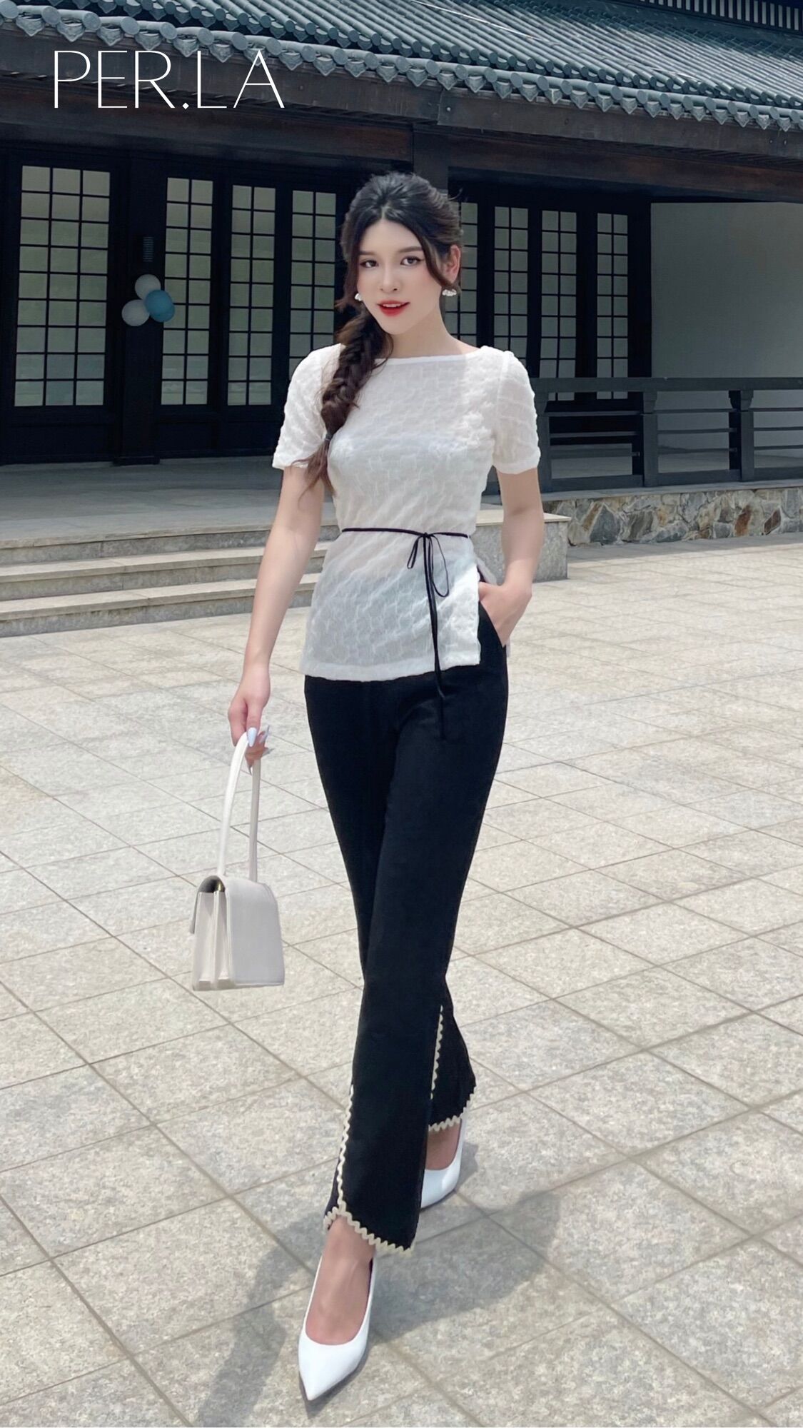 Áo nữ ngắn tay tơ xốp nhăn PERLA