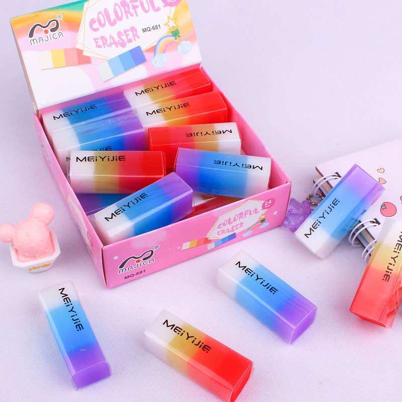 Combo 3 cục gôm tẩy bút chì 7 sắc cầu vồng