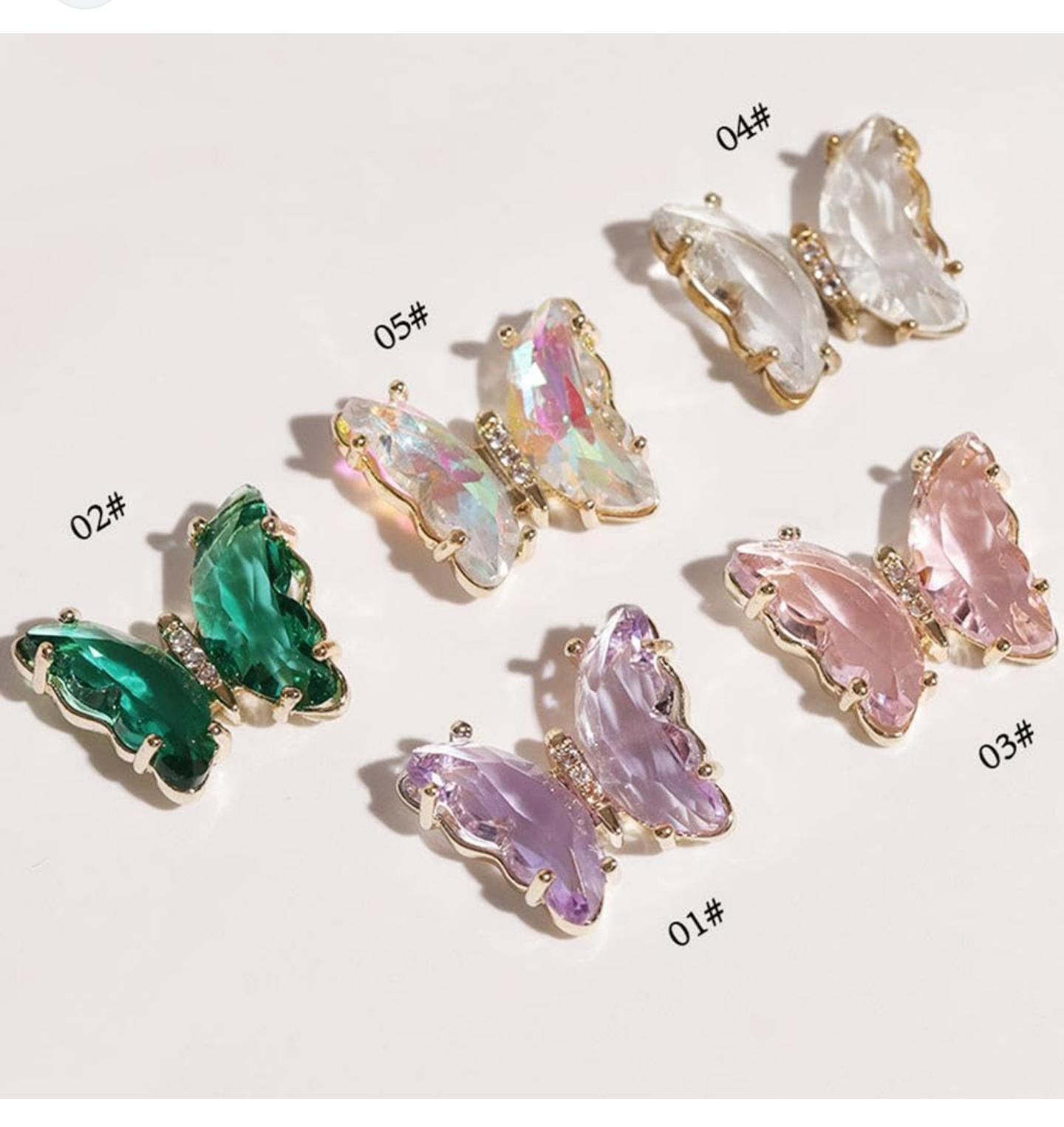 Charm bướm đá đính móng trang trí nail