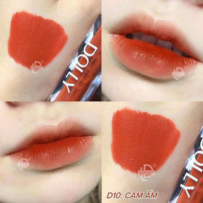 Son kem lì Dolly Diamond velvet màu Cam ấm siêu mềm mịn môi