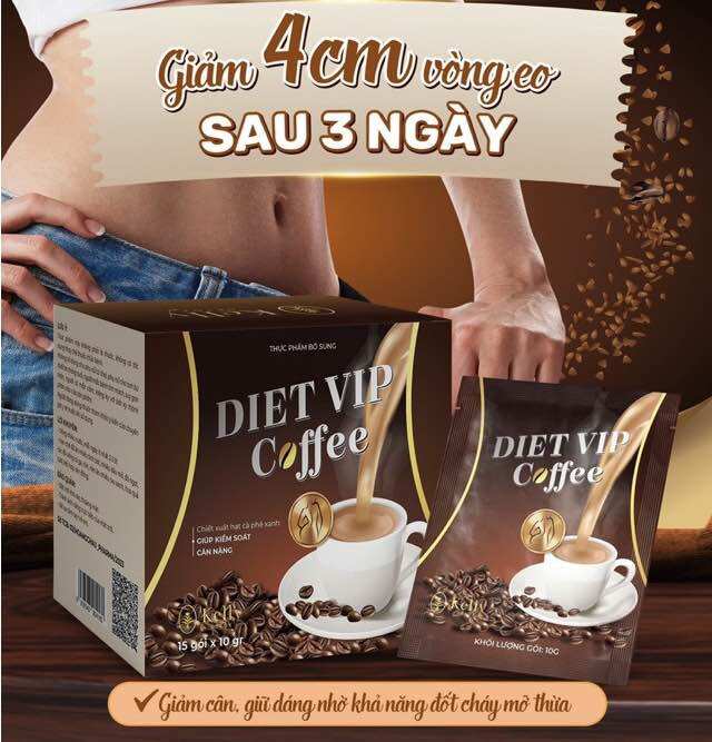 Cà Phê Giảm Cân KELLY DIET VIP Coffee MẪU MỚI 2024 - Giảm cân nhanh an toàn tự nhiên