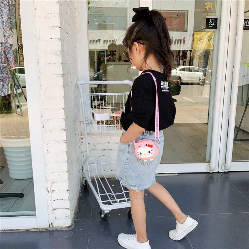 Túi đeo chéo silicon mèo hồng