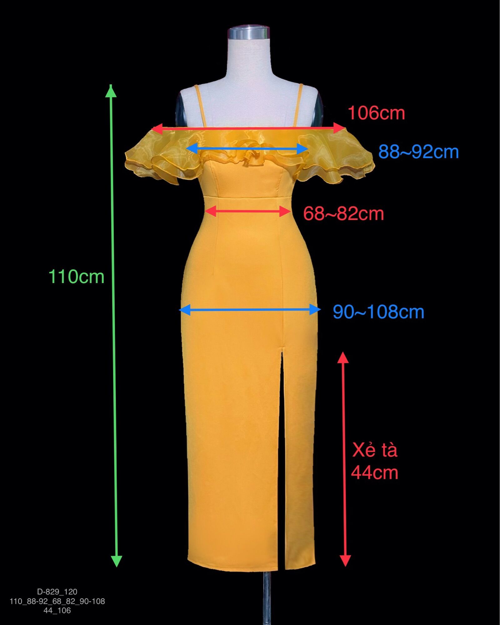 Đầm body phối bèo D-829