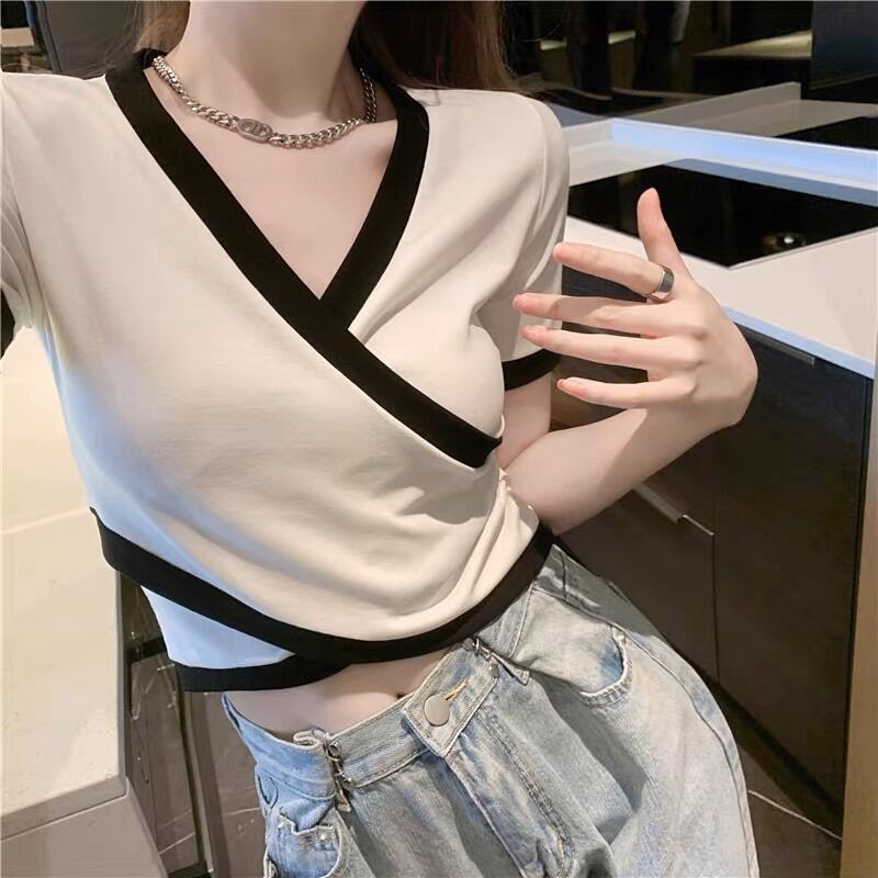 ÁO CROPTOP CHÉO TÀ PHỐI VIỀN CT1