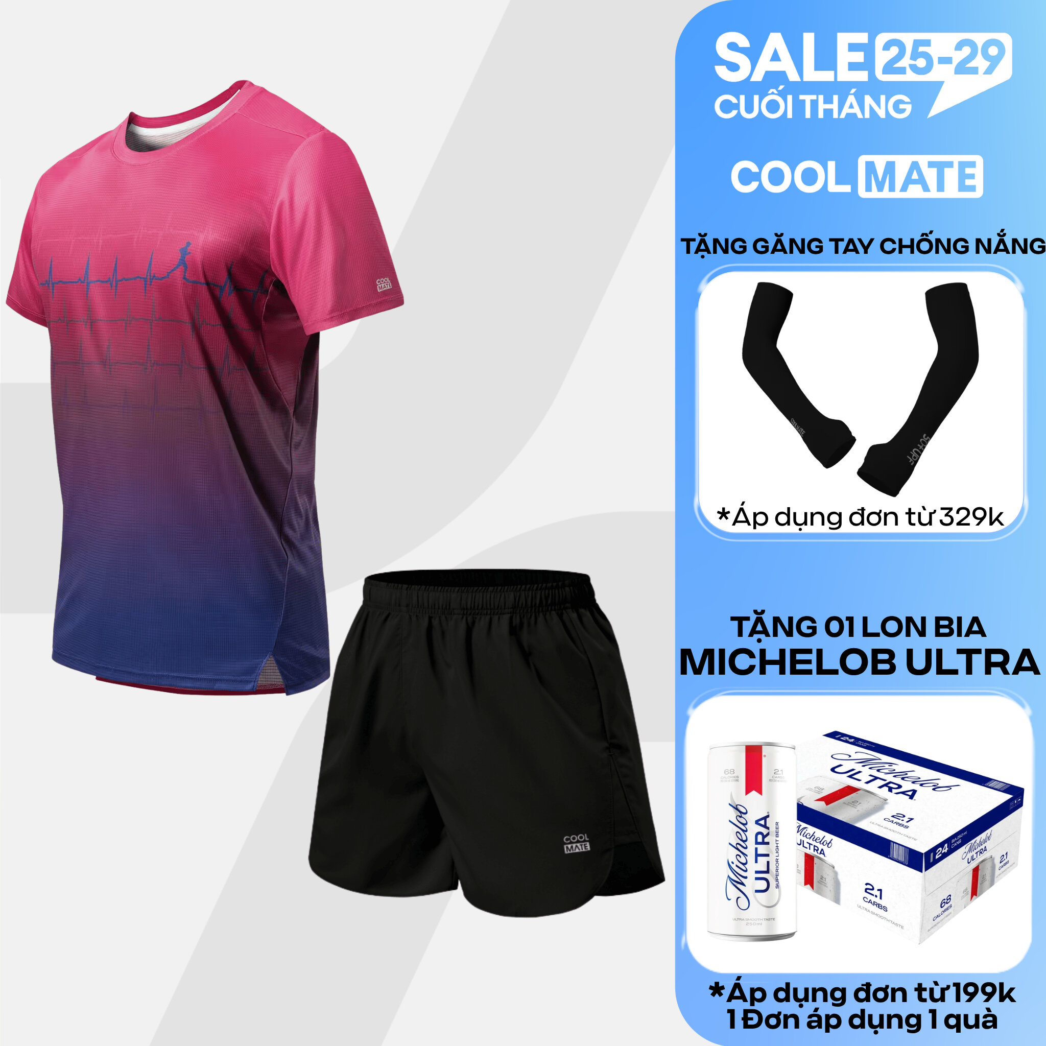[TẶNG QUÀ ĐƠN TỪ 329K]Set đồ chạy bộ Áo Thun Nam thể thao Graphic và Quần short Maxcool thoáng khí, thoải mái Coolmate