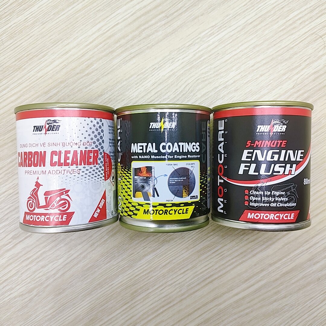 Phụ gia vệ sinh buồng đốt thunder kim phun carbon cleaner 75mlphụ gia súc rửa động cơ thunder engine flush 80ml